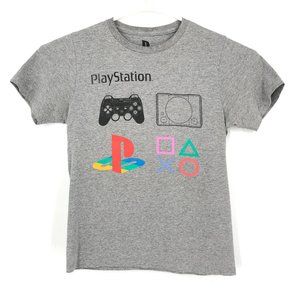 PlayStation Youth Boys Shirt XL Gray Short Sleeve Graphic Tee PS Logo Controller